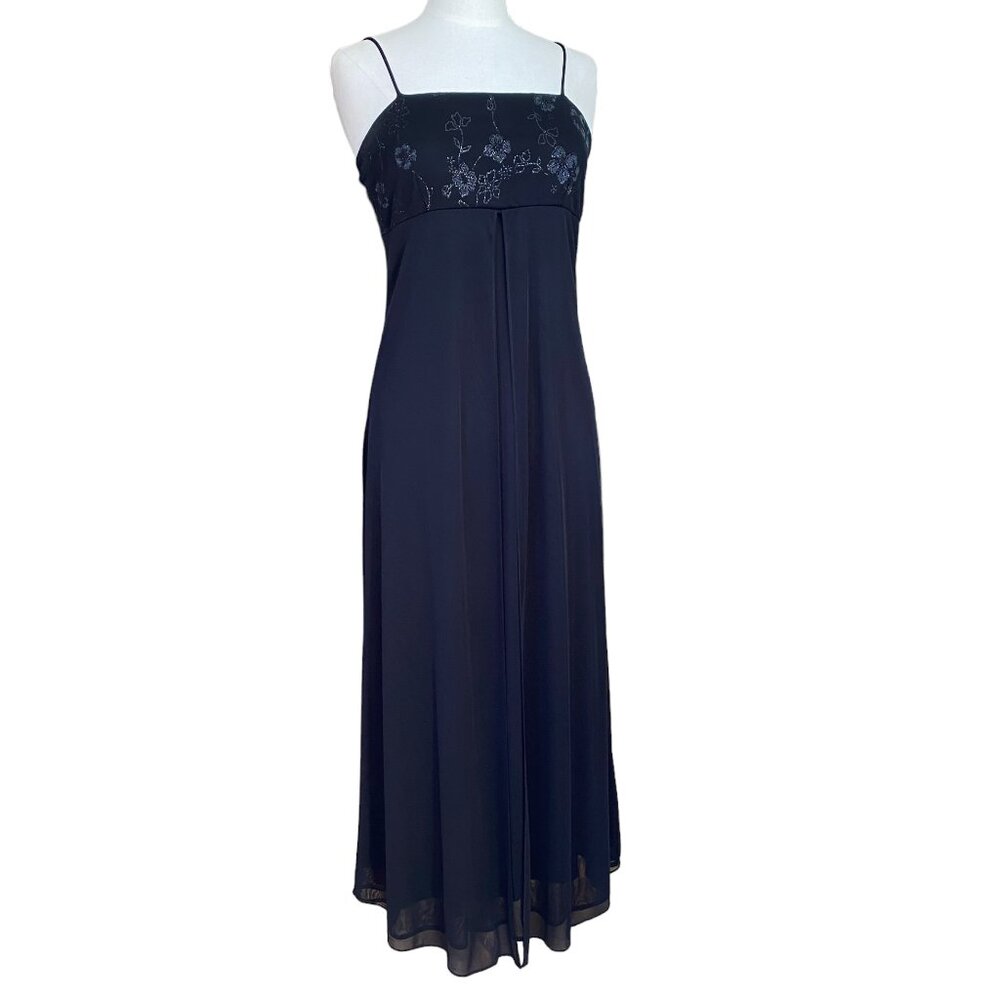 Vintage Babydoll Maxi Mesh Slip Dress Glitter Floral Whimsigoth Fairy Y2K-6